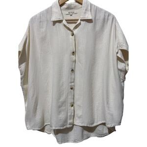 Rip Curl Button Up Collared Oversized Short Sleeve Top, Women's Size S